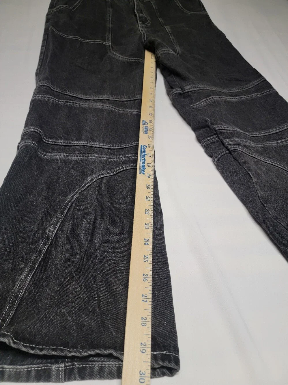 PTCL Moto Pop Stitch High Waist Straight Leg Baggy Jeans Black Rinse